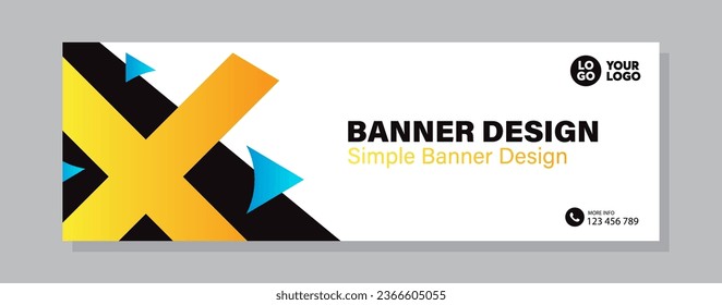 Colorful template banner with gradient color and black color. Design with abstract shape.