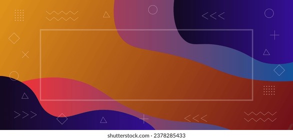 Colorful template banner with gradient colors. Design with liquid form