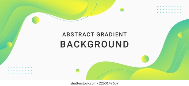 Colorful template banner with green and yellow gradient color. Design with liquid shape.