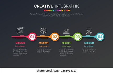 Colorful template business concept. Infographics layout with 4 steps, workflow history with diagram ,presentation and graph.