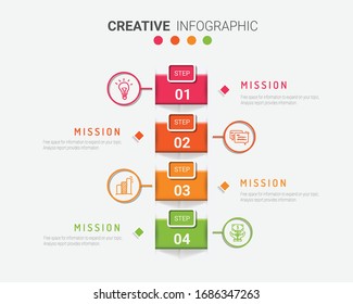 Colorful template business concept timeline arrows. Infographics layout with 4 steps, workflow history with diagram ,presentation and graph.