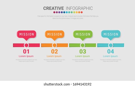 Colorful template business concept timeline arrows. Infographics layout with 4 steps, workflow history with diagram ,presentation and graph.