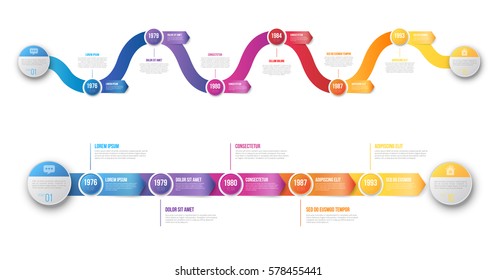 Colorful template business concept timeline arrows. Infographics layouts with 5 and 6 steps, workflow history with diagram,presentation and graph