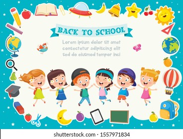 Colorful Template With Cute Children