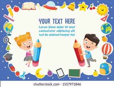 Colorful Template With Cute Children