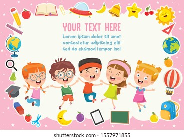 Colorful Template With Cute Children