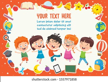 Colorful Template With Cute Children