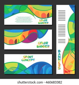 Colorful template design brochure poster 2016 summer, banner pattern page, leaflet preparation colored lines, logo and text separately games 2016 cover layout. Sport banners Vector