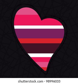 Colorful template frame design for Valentine card, heart with color pattern, lovers concept, vector background illustration