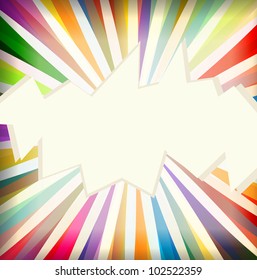 Colorful template with retro sun burst background