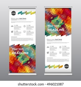 Colorful template for rollup design, vector illustration