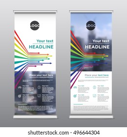Colorful template for rollup design, vector illustration