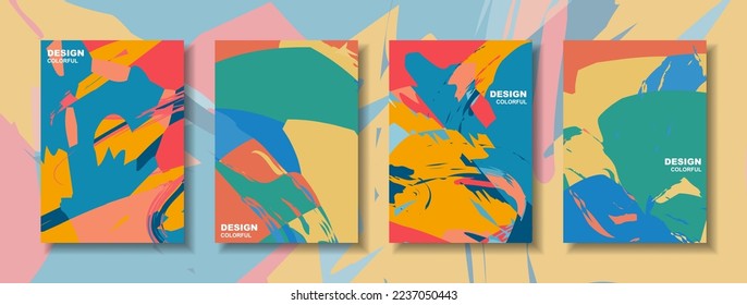 Colorful template style poster background and abstract trendy shape simple