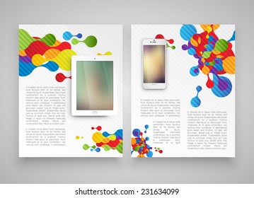 Colorful templates with a tablet and a cellphone