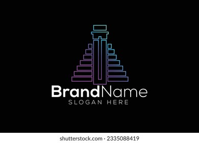 Colorful temple of the great jaguar Logo design vector template