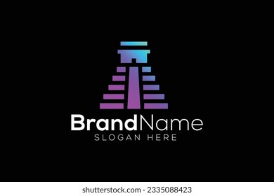Colorful temple of the great jaguar Logo design vector template