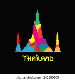  Colorful temple in thailand. Vector simbol.