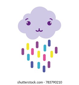 colorful tender cloud kawaii with lines rainbow