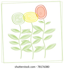 Colorful tender flowers template frame background, various purposes, vector illustration