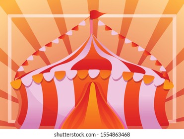 Colorful tent concept banner. Cartoon illustration of colorful tent vector concept banner for web design