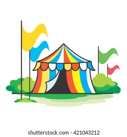 colorful tent with flags-vector drawing