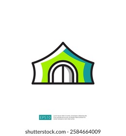 Colorful Tent with Stylish Design at Outdoor Event Functioning Area of Gathering Location with Scenic View of Nature and Open Space Featuring Beautiful Decorative