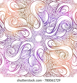 Colorful tentacles vector seamless pattern.