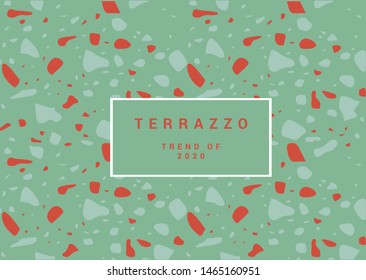 Colorful terrazzo flooring pattern with realistic color stones and rocks. Traditional stone material tile vector illustration in modern art deco style.