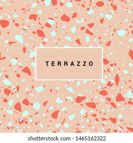 Colorful terrazzo flooring pattern with realistic color stones and rocks. Traditional stone material tile vector illustration in modern art deco style.