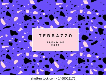 Colorful terrazzo neo memphis style pattern with color stones and rocks. Traditional stone material tile vector background.