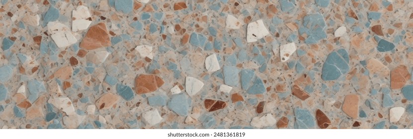 Colorful terrazzo pattern abstract background vector illustration. Multicolored terrazzo with tiny colorful marble patterns. Abstract design with colorful terrazzo flooring texture background.  