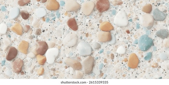 Colorful terrazzo pattern abstract background vector illustration. Multicolored terrazzo with tiny colorful marble patterns. Abstract design with colorful terrazzo flooring texture background.	
