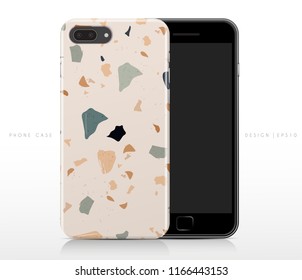 Colorful Terrazzo Pattern on Phone Case Template : Vector Illustration