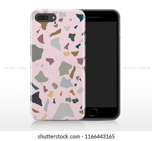 Colorful Terrazzo Pattern on Phone Case Template : Vector Illustration