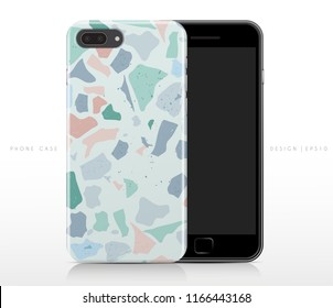 Colorful Terrazzo Pattern on Phone Case Template : Vector Illustration