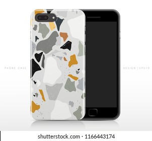 Colorful Terrazzo Pattern on Phone Case Template : Vector Illustration