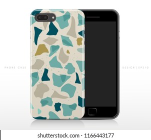 Colorful Terrazzo Pattern on Phone Case Template : Vector Illustration