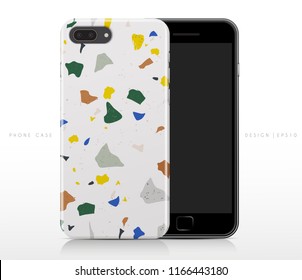 Colorful Terrazzo Pattern on Phone Case Template : Vector Illustration