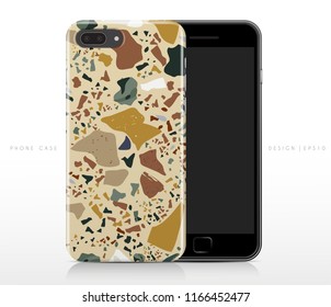 Colorful Terrazzo Pattern on Phone Case Template : Vector Illustration