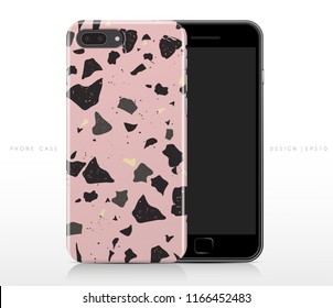 Colorful Terrazzo Pattern on Phone Case Template : Vector Illustration