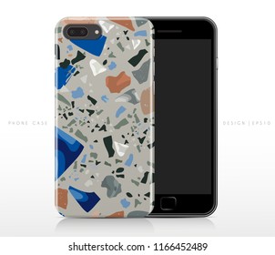 Colorful Terrazzo Pattern on Phone Case Template : Vector Illustration