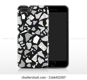 Colorful Terrazzo Pattern on Phone Case Template : Vector Illustration