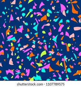 Colorful terrazzo veneziano seamless pattern. Abstract vector texture. Broken glass effect