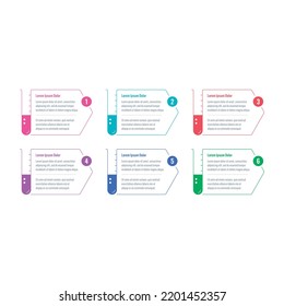 farbige Prüfröhrchen-Infografik-Vorlage. sechs Optionen Infografik Vorlage. Internet, Web, Magazin, jährliche Berichtsvorlage. Infografik-Vorlage für Wissenschaft, Wirtschaft, Bildung