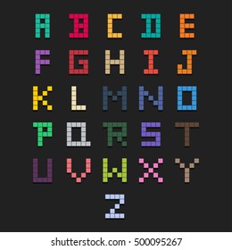 Colorful Tetris Made Alphabet ABC character design