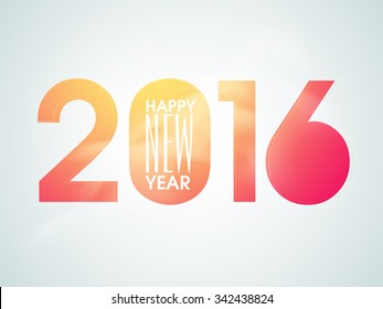 Colorful text 2016 on glossy sky blue background for Happy New Year celebration.