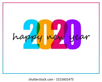 Colorful text 2020 on white background for Happy New Year celebration greeting card or poster design.