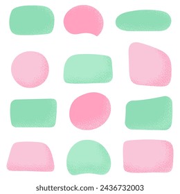 Colorful text box, frame, stickers with noise effect