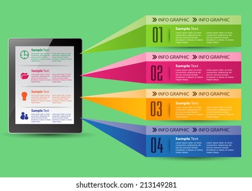 colorful text box for tablet computer and info graphic, numbers, icon 
