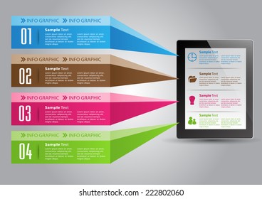 colorful text box for tablet computer and info graphic, numbers, icon 